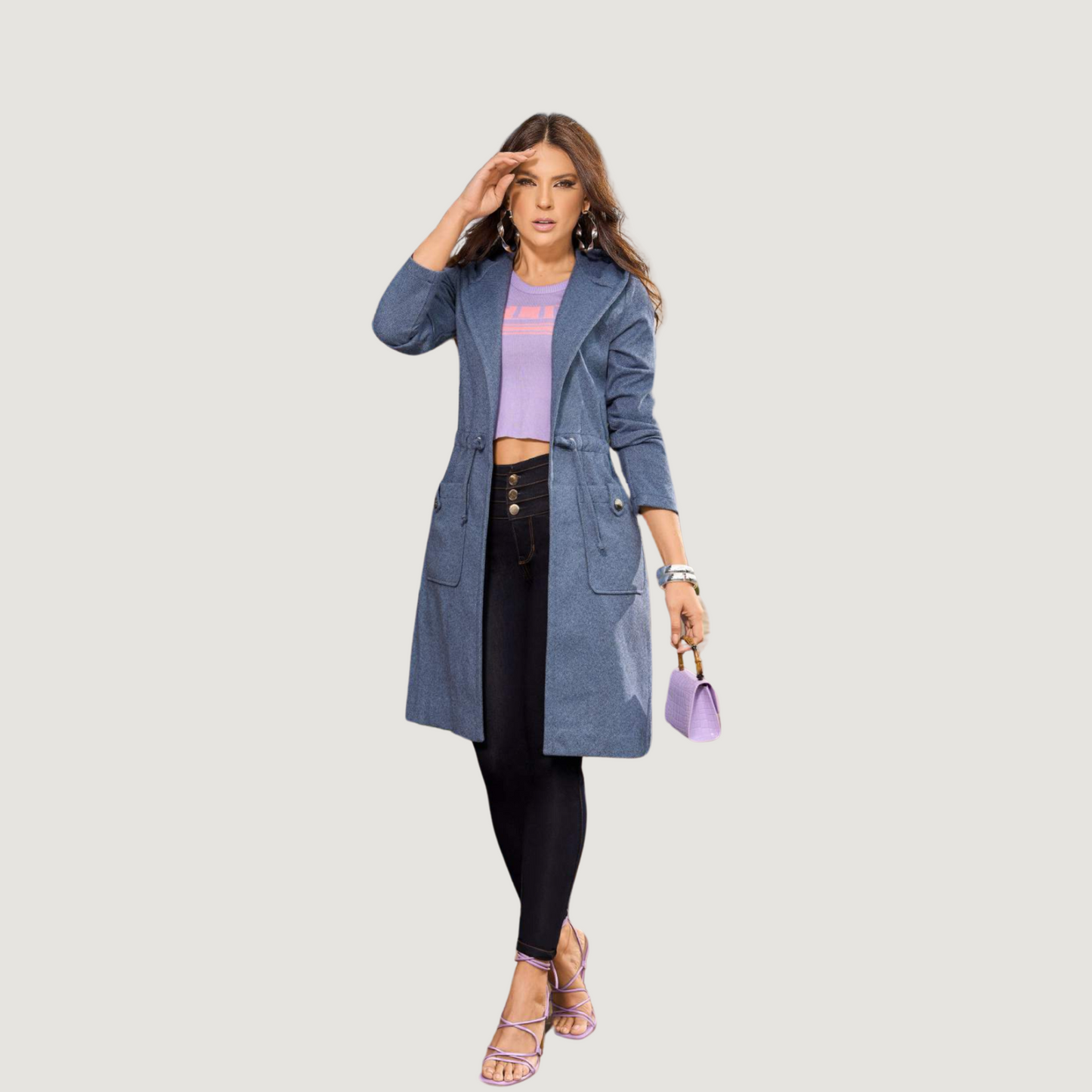Trench Coat with Adjustable Waist - Saida Fashion 