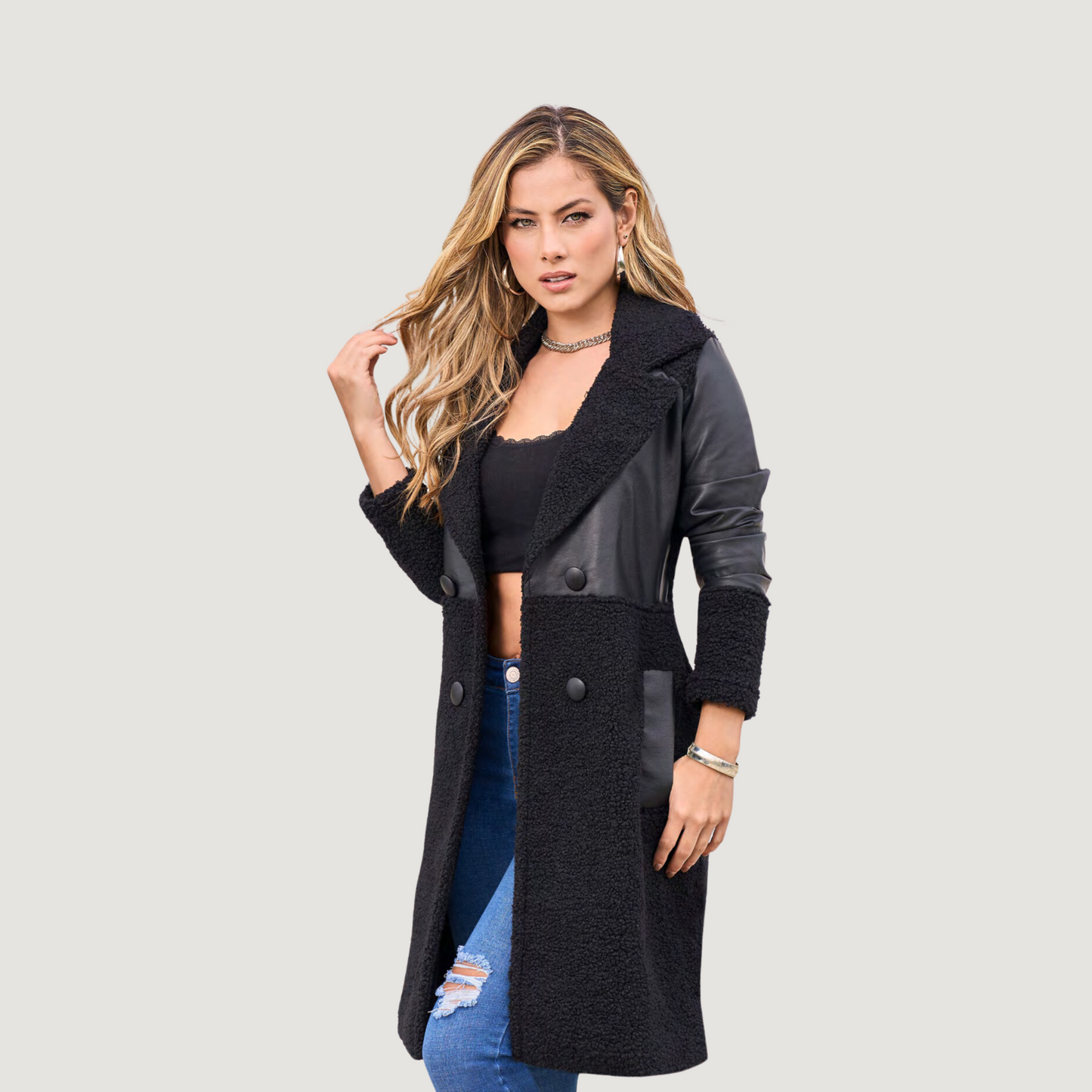 Women’s Black Coats with Stretch Fabric