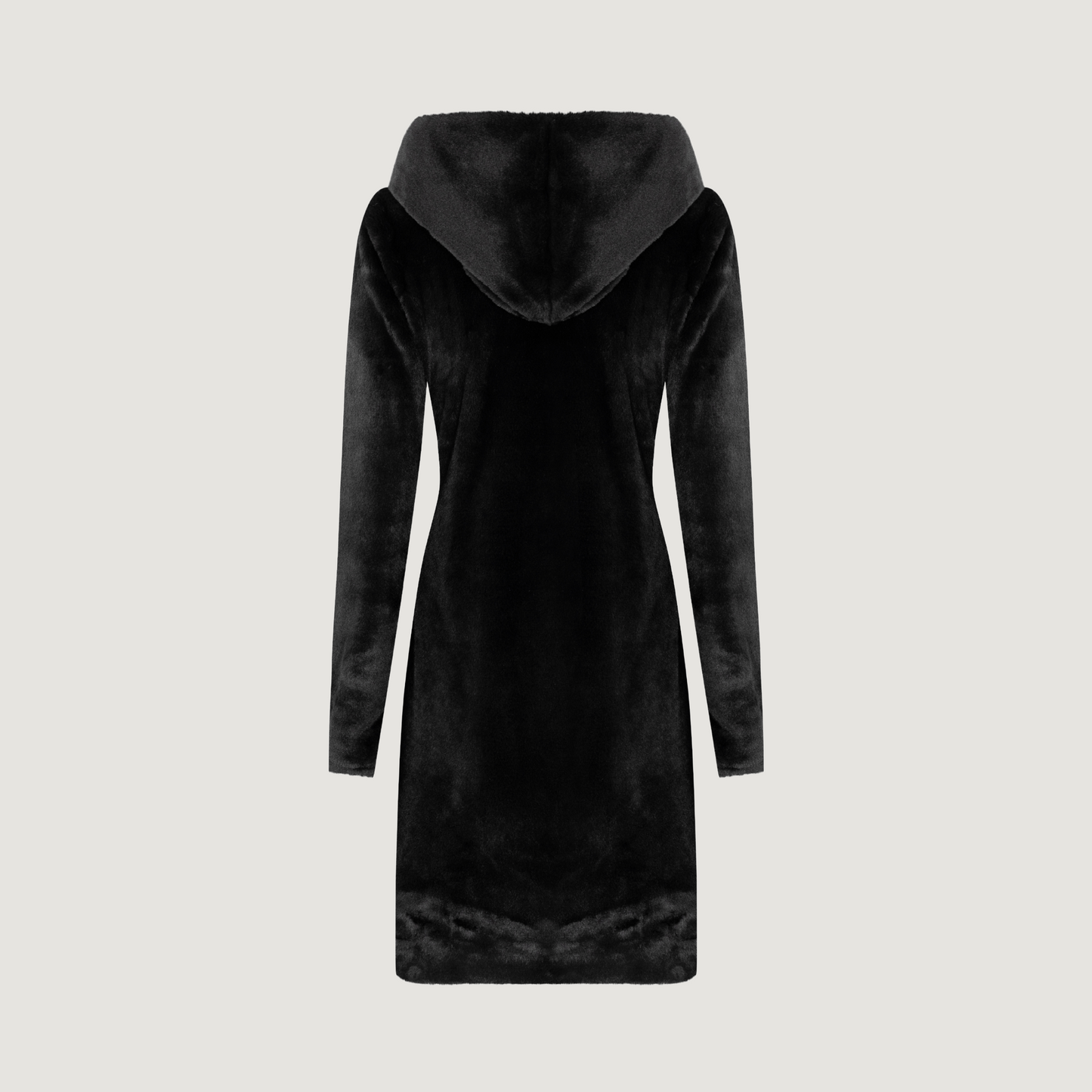 Fur Coat with Fuzzy Hood for Winter..