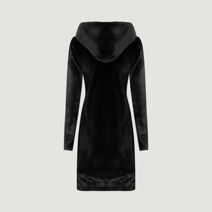 Fur Coat with Fuzzy Hood for Winter..