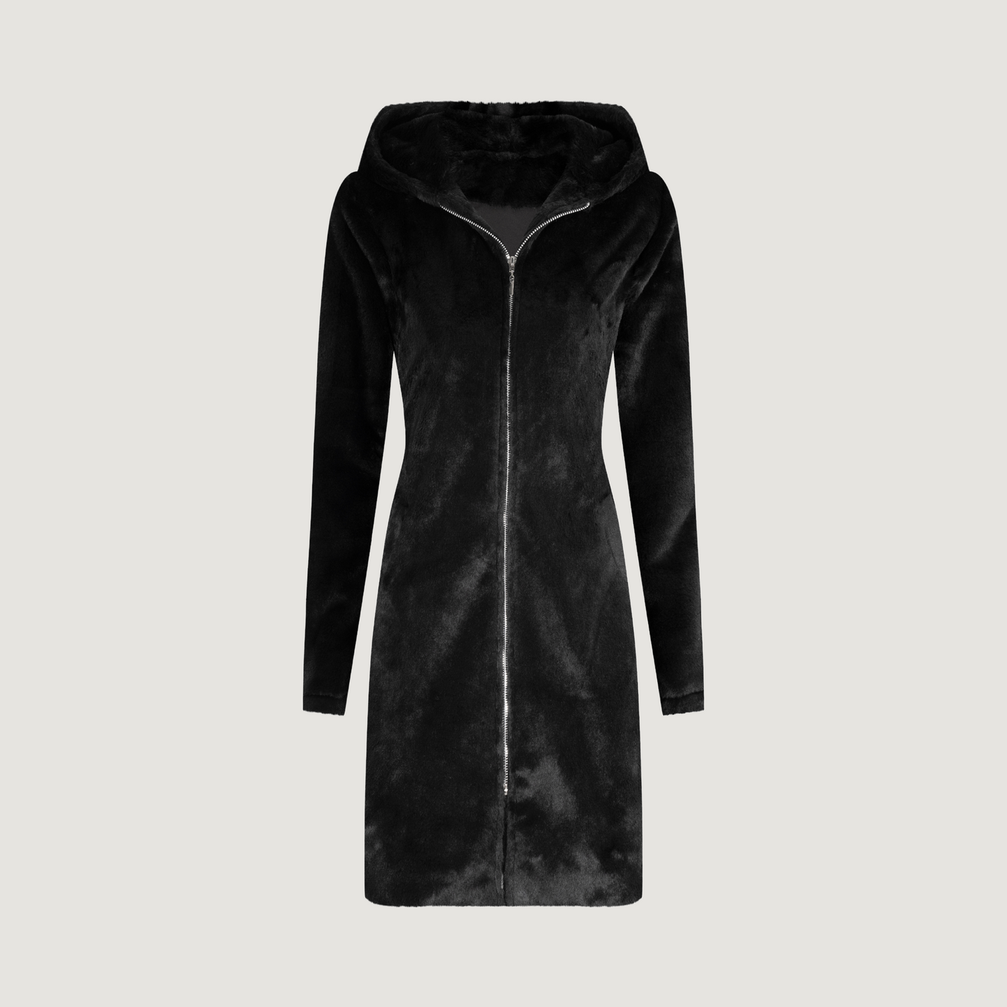 Fur Coat with Fuzzy Hood for Winter..