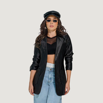 Satin Blazer Women’s with Patch Pockets