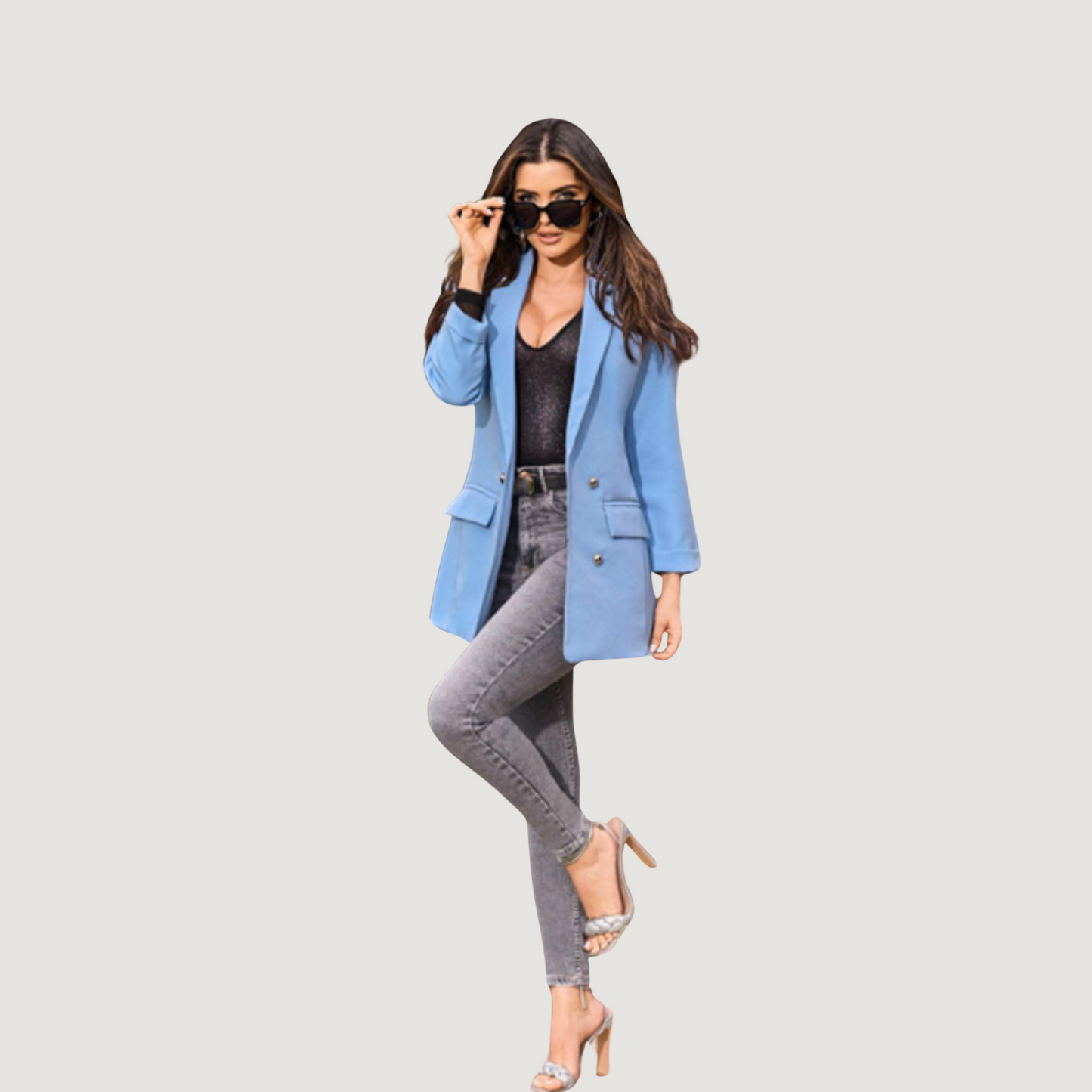 Dressy Blazer with Silver Buttons - Saida Fashion 