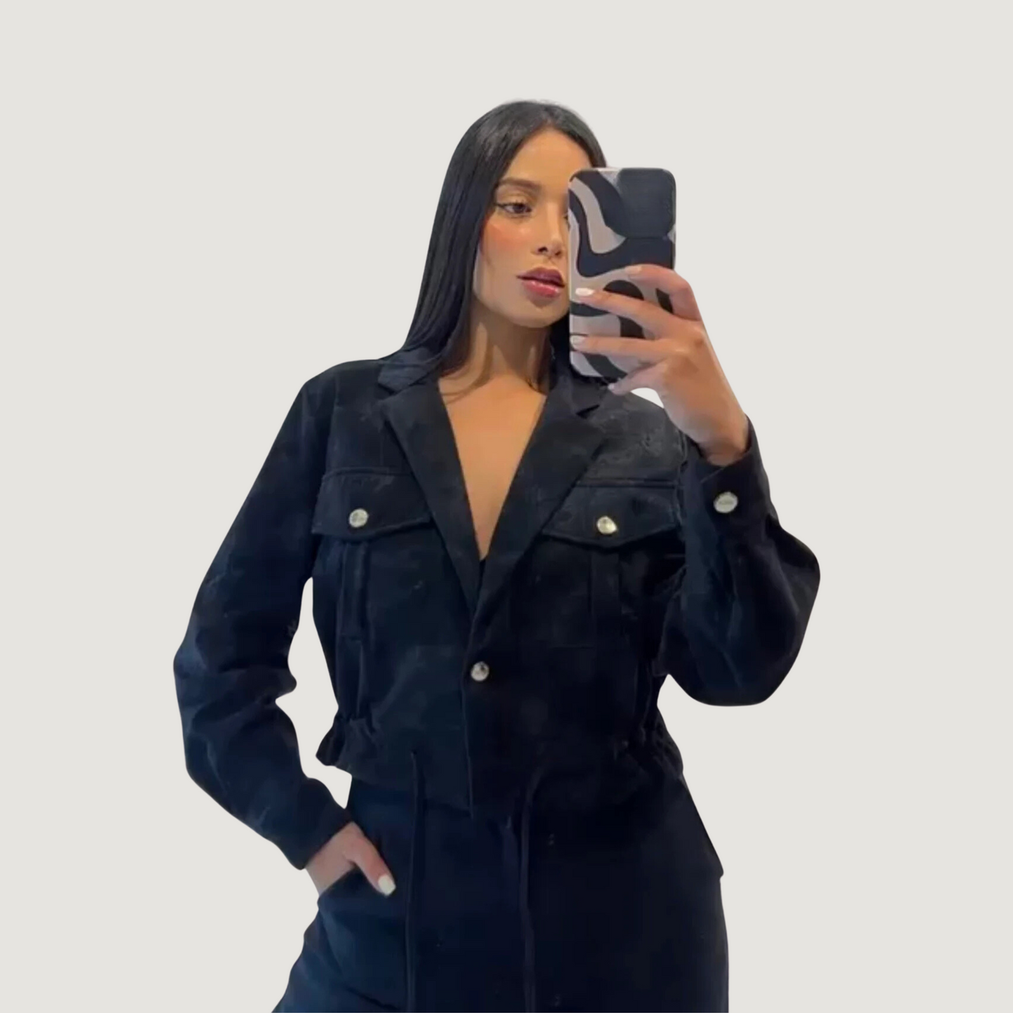 Short Jacket with Gold Buttons