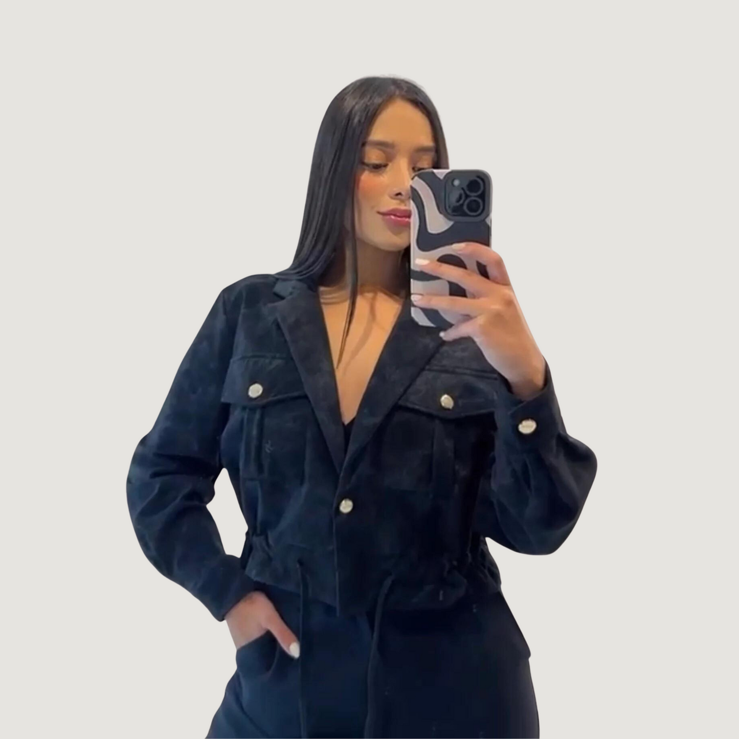 Short Jacket with Gold Buttons