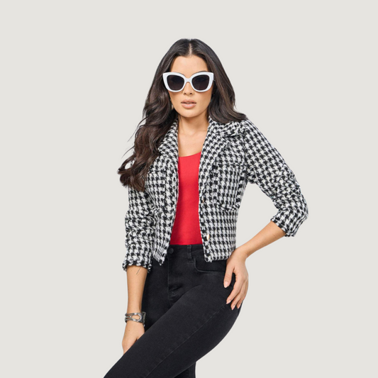 Short Jacket for Women in Houndstooth