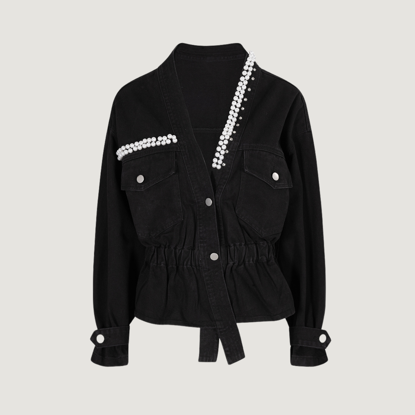 Elastic Waist Denim Jacket, Stylish