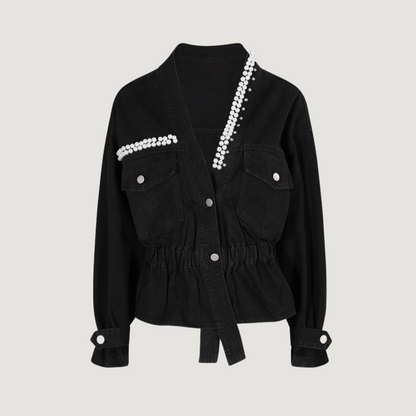 Chaqueta vaquera con detalles de perlas
