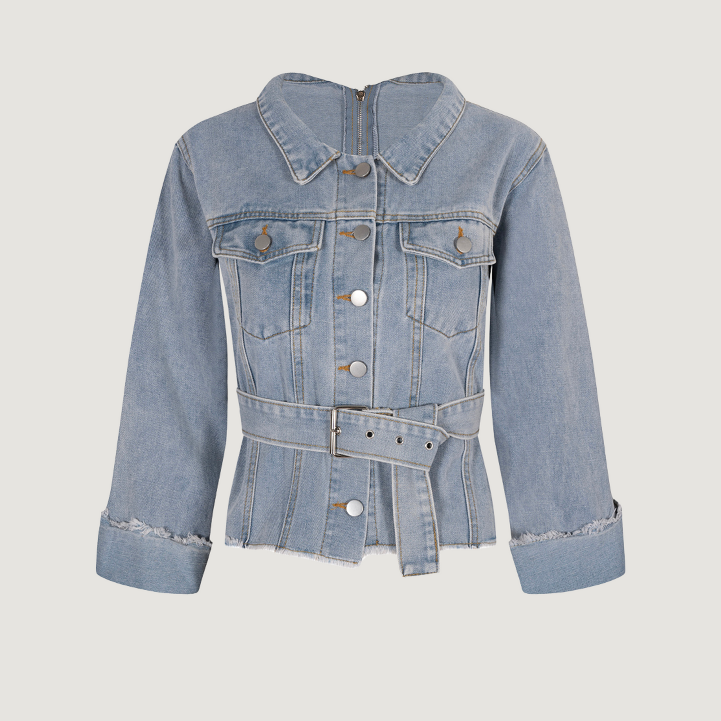 Fashion Denim Jackets with Zipper Back