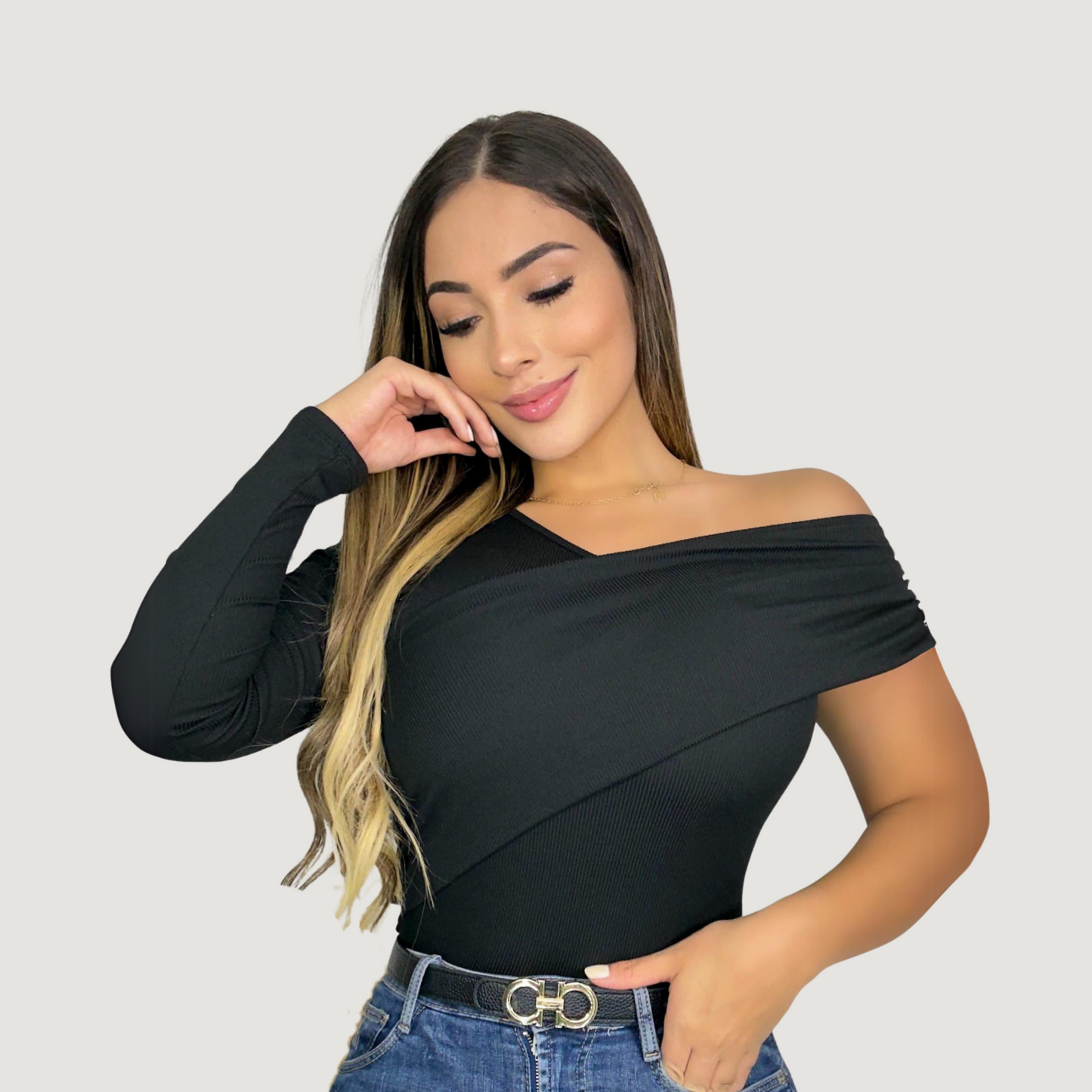 Wrap Front Ribbed Top