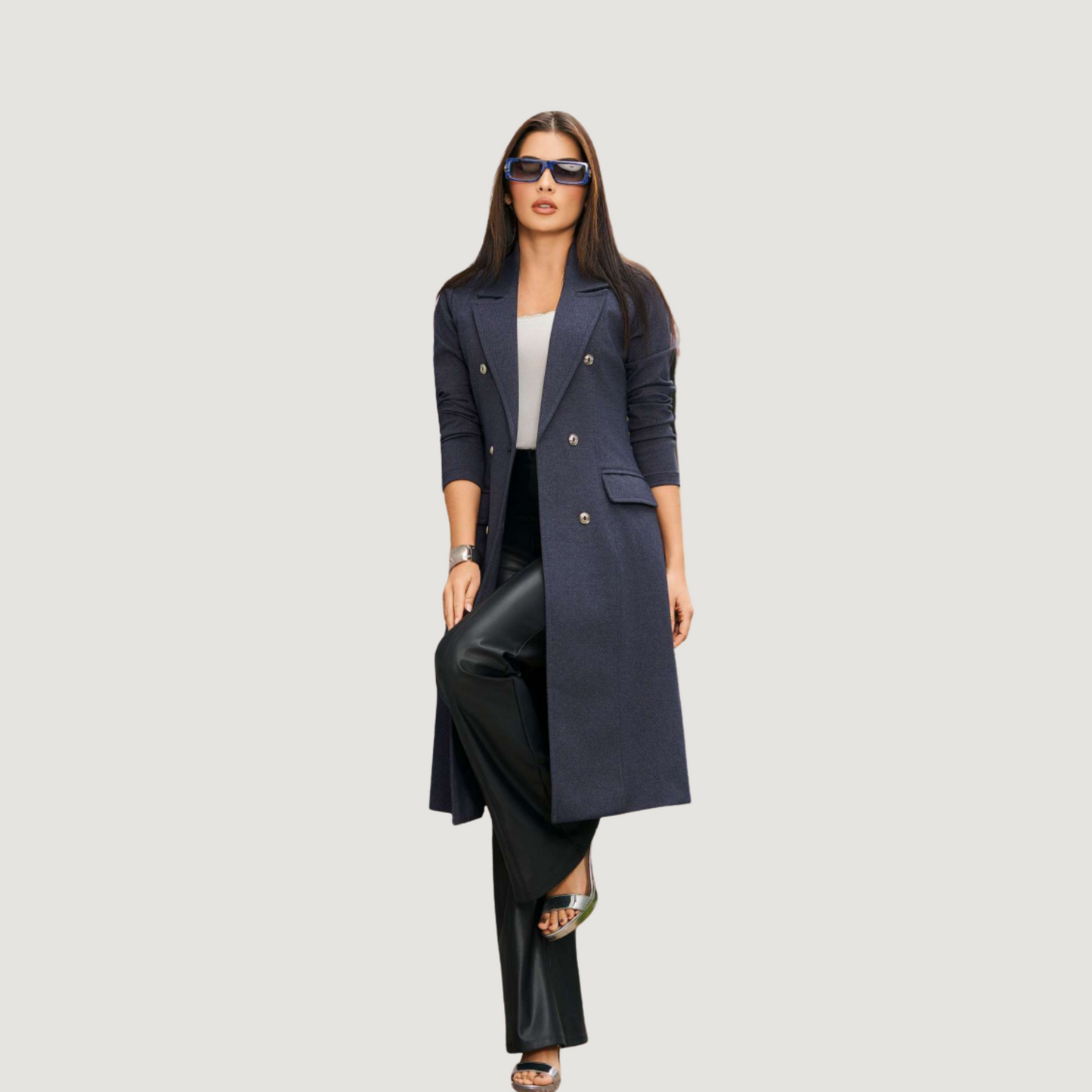 Tailored Long Coat with Flap Pockets