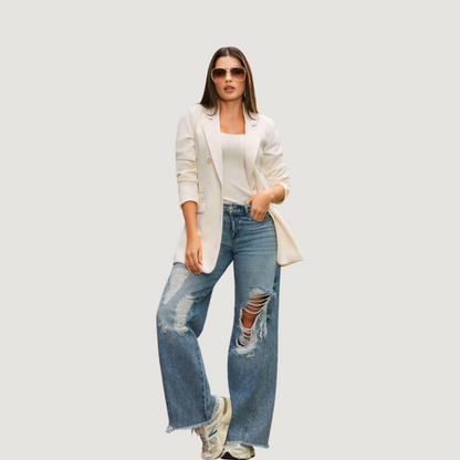 Chic Tailored Longline Suede Blazer