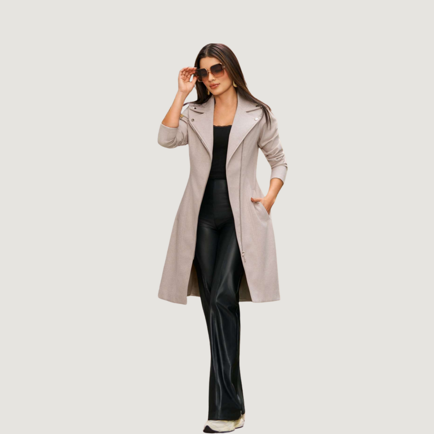 Polished Mid Coat with Silver Trim