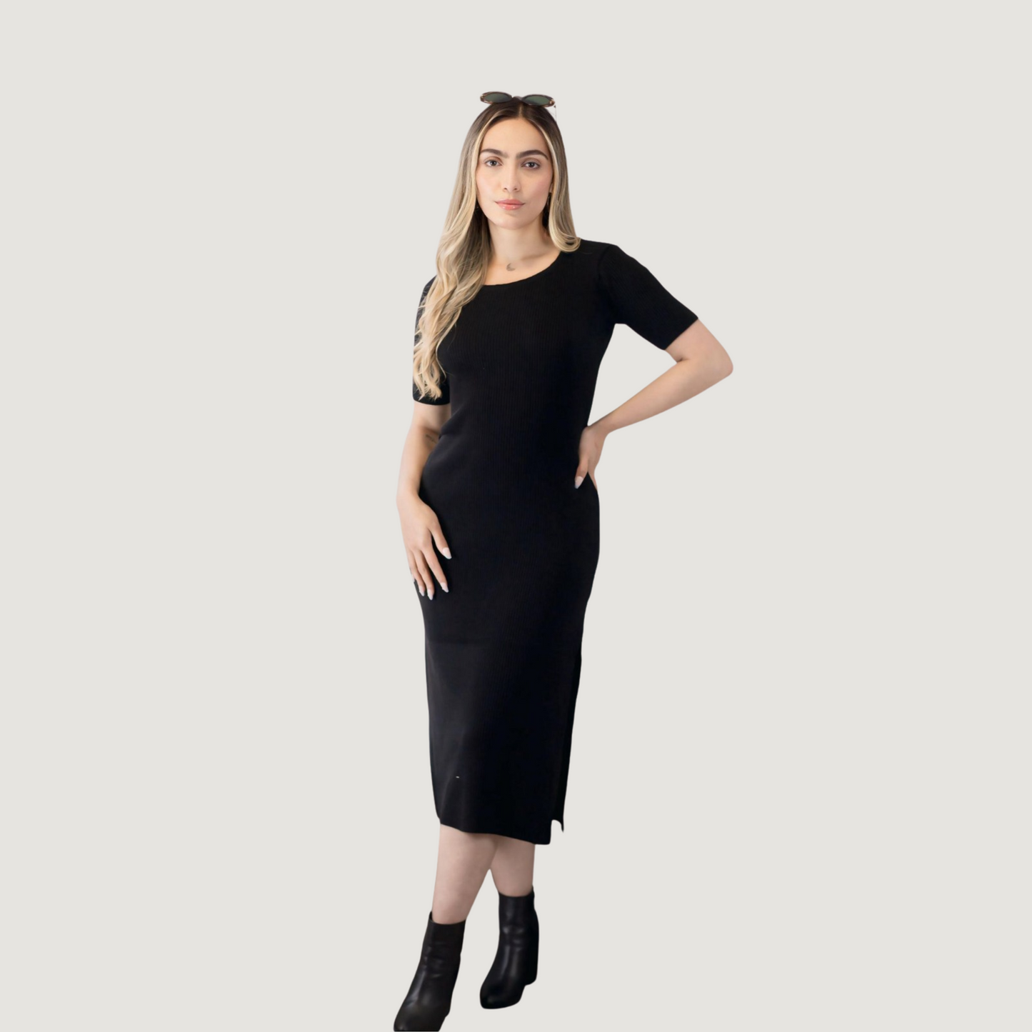 Knit Midi Dress with Slits