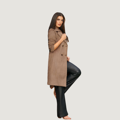 Tailored Vintage-Style Suede Coat