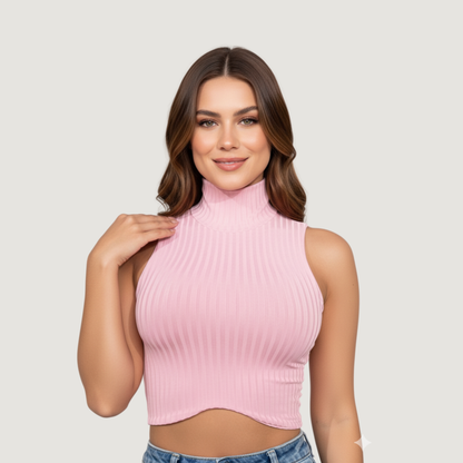 High Neck Tank Top - Chic Style