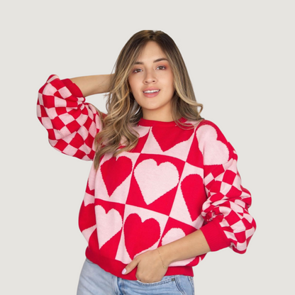 Cute Heart Knit Pullover