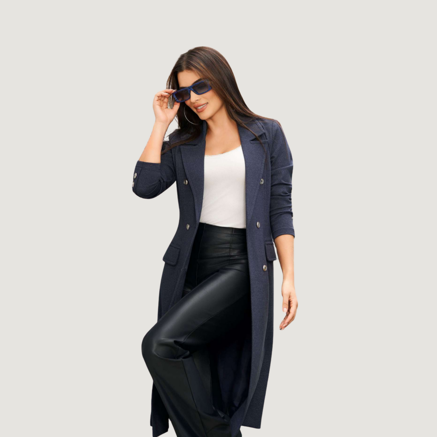 Tailored Long Coat with Flap Pockets