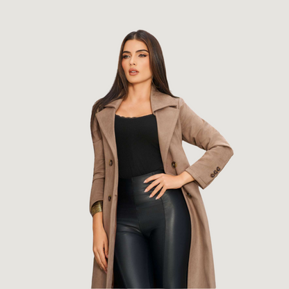 Tailored Vintage-Style Suede Coat