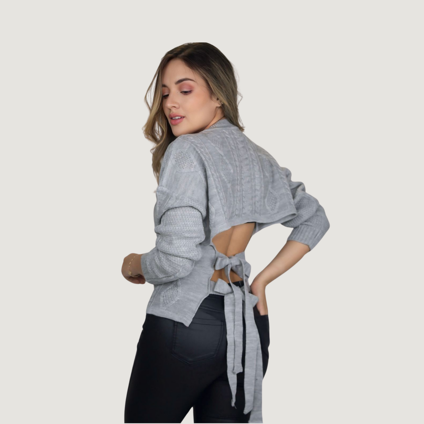 Open-Back Cable Knit Sweater