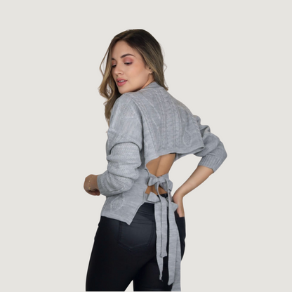 Open-Back Cable Knit Sweater