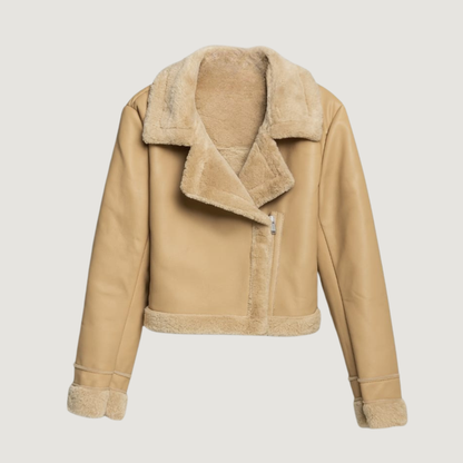 Cropped Jacket Black Fur Trim