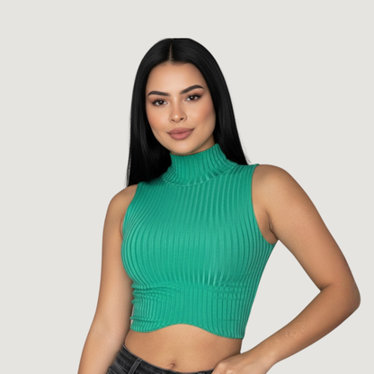 High Neck Tank Top - Chic Style