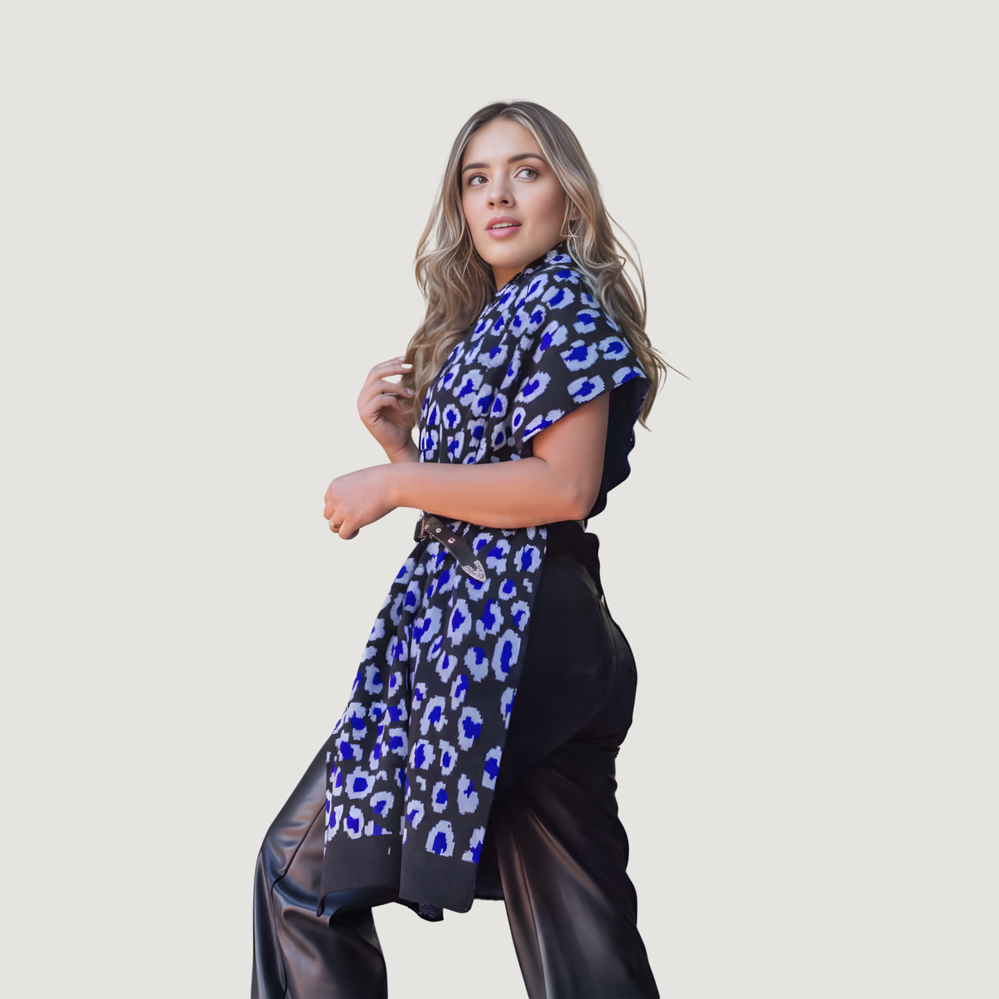 Bold Animal Print Knit Scarf