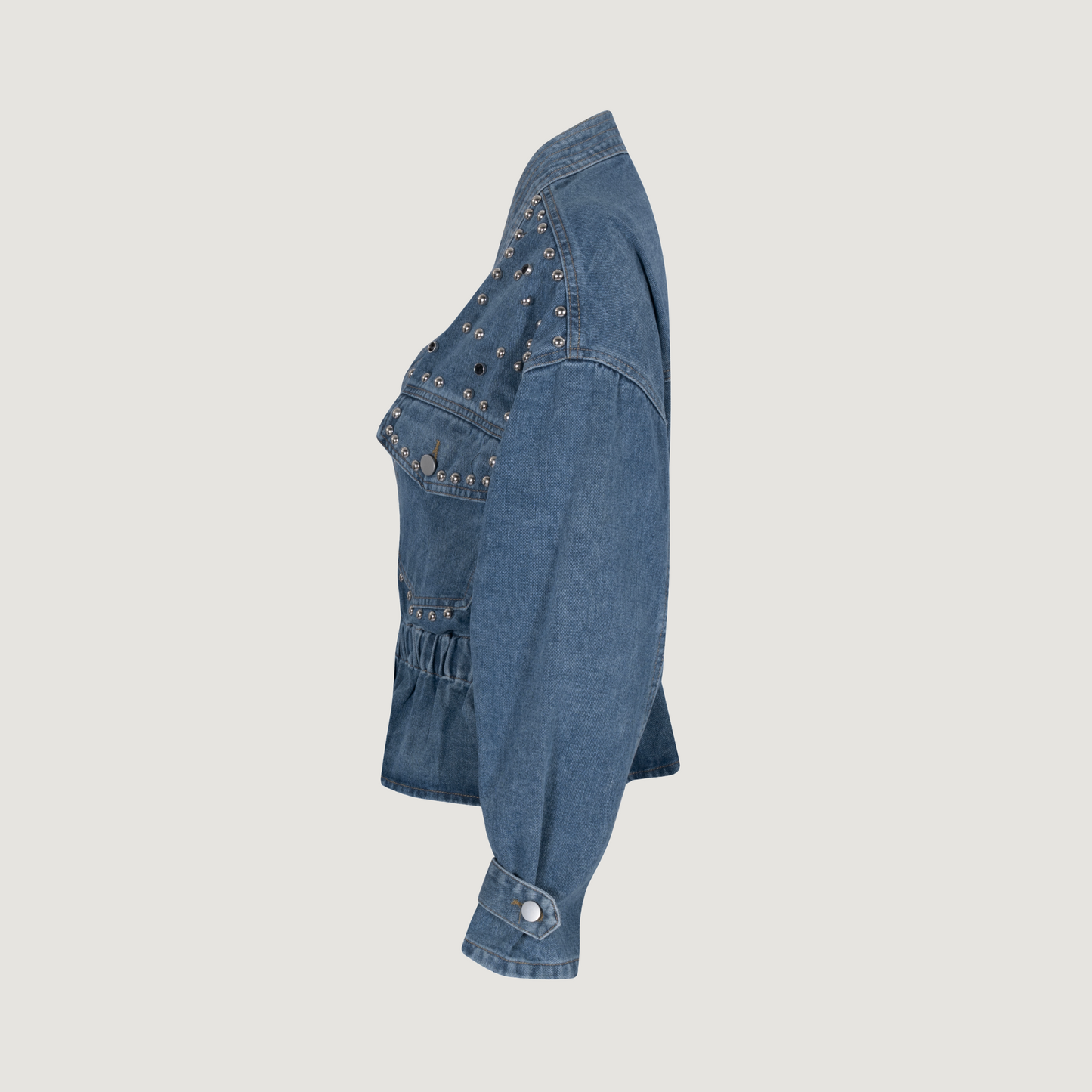 Elastic Waist Denim Jacket, Stylish