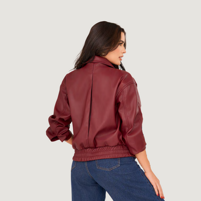 Cropped Faux Leather Jacket