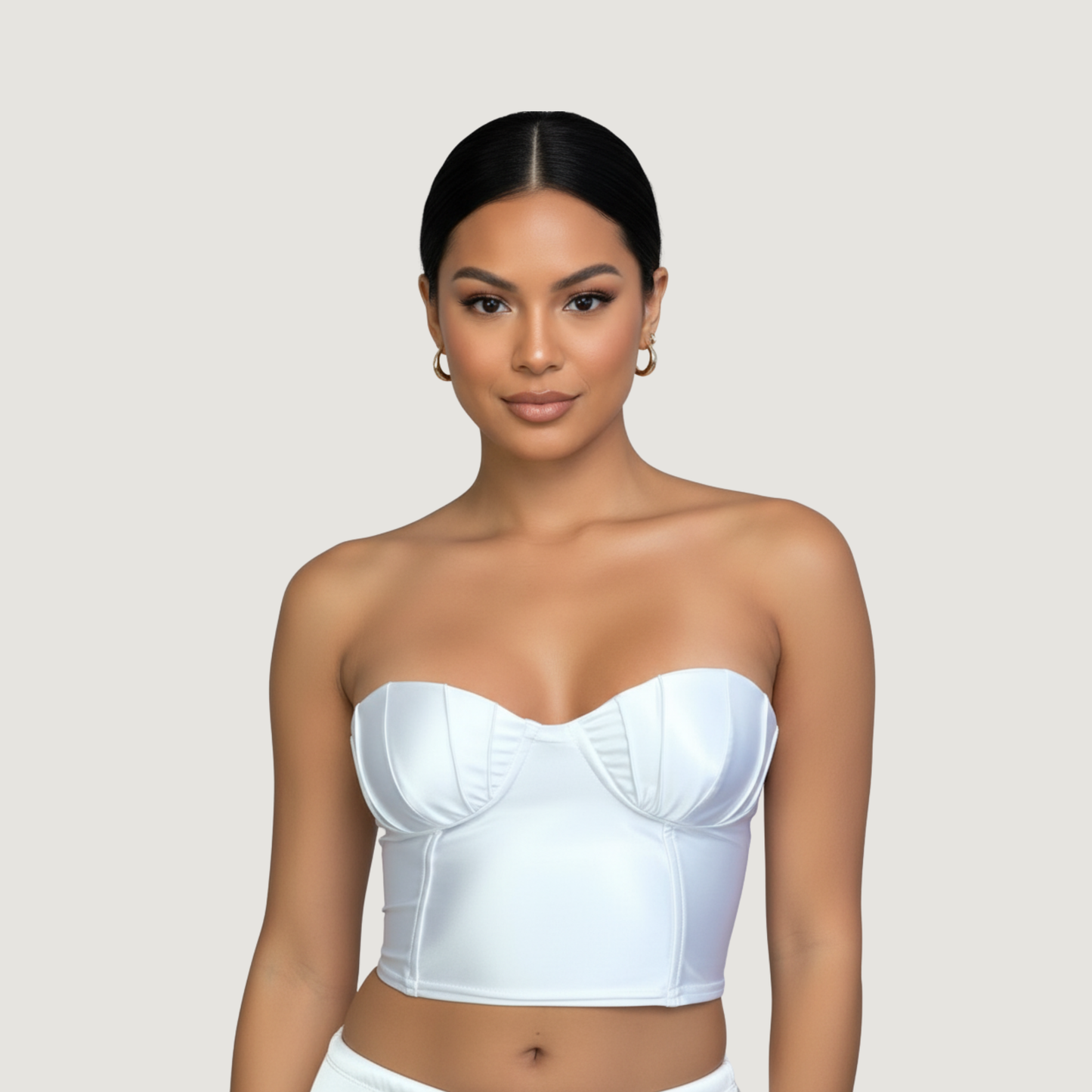 Top de corsé con tejido de licra brillante