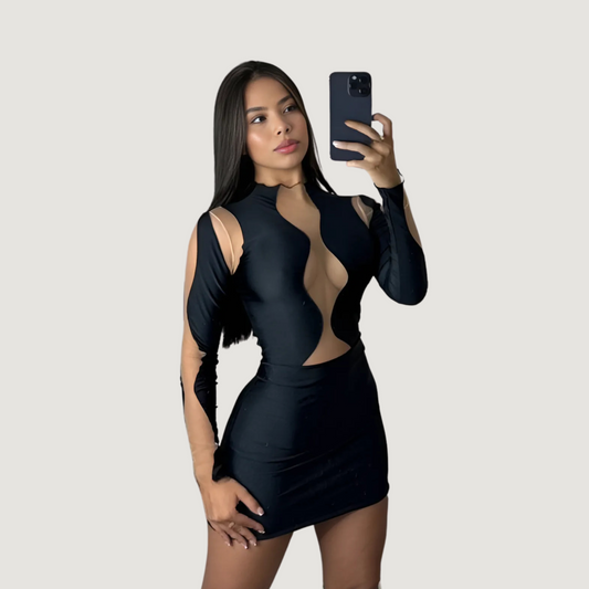 Long Sleeve Sheer Mini Dress