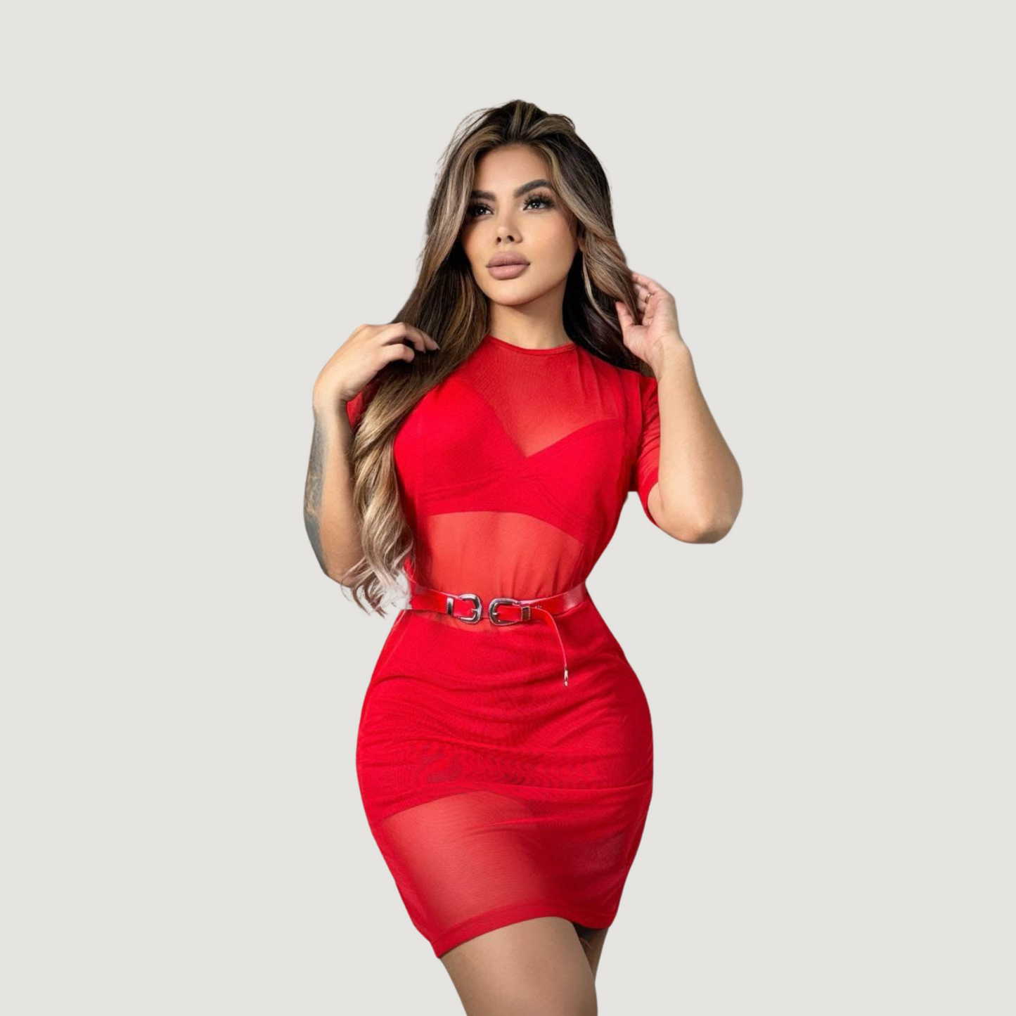 Mesh Mini Dress Set..