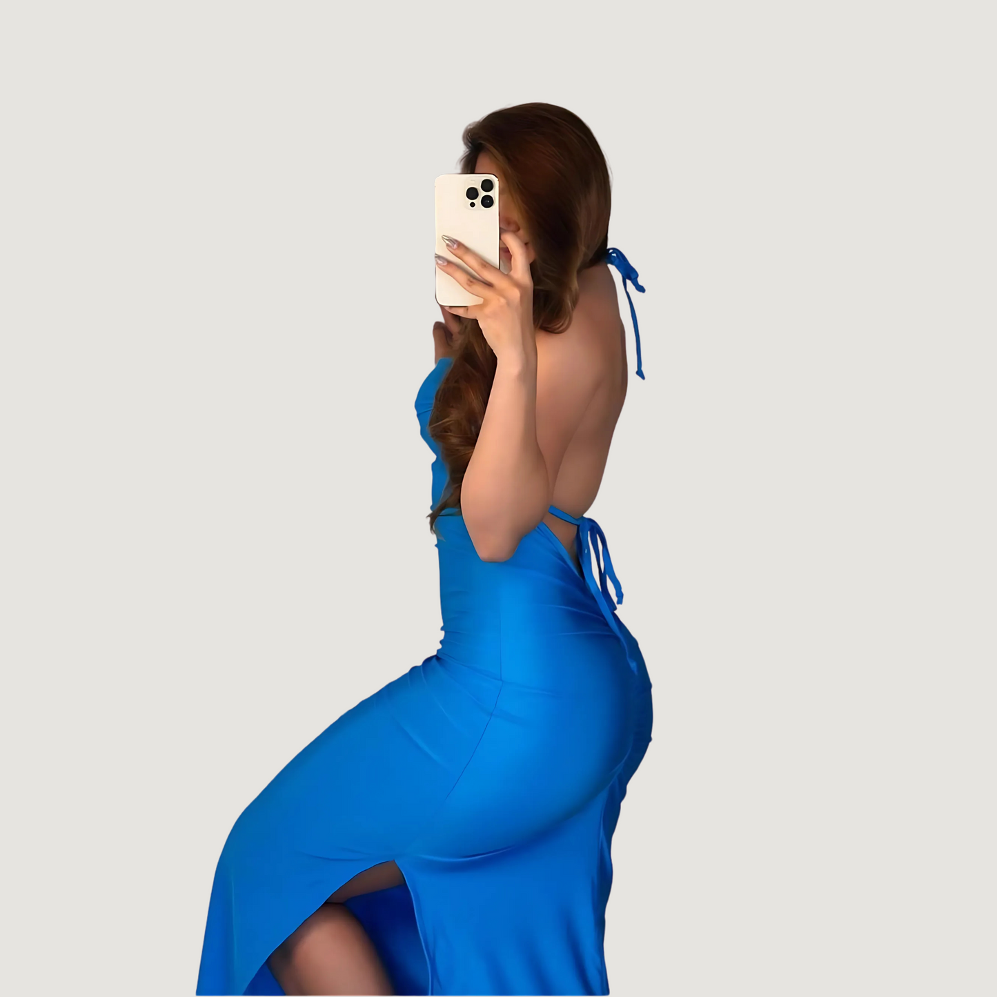 Ruched Open Back Maxi Dress