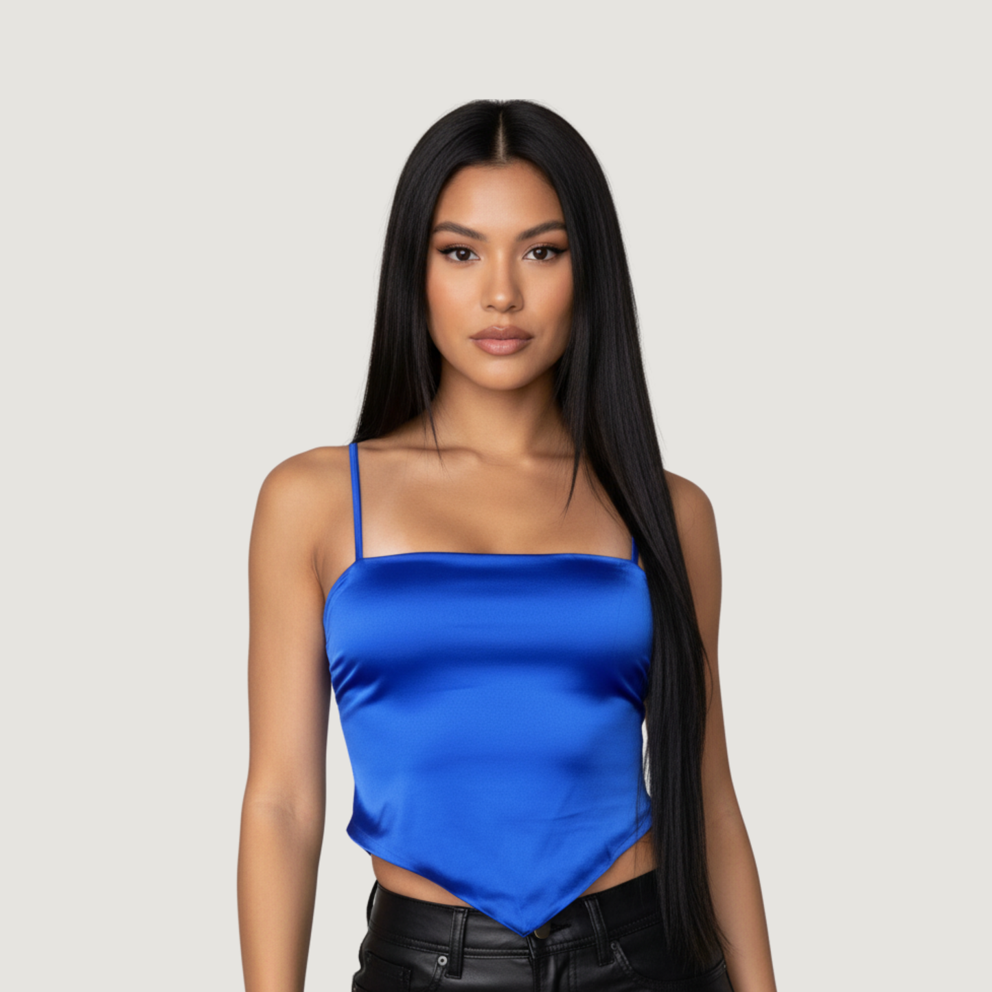 Silk Crop Top with Straight Neckline