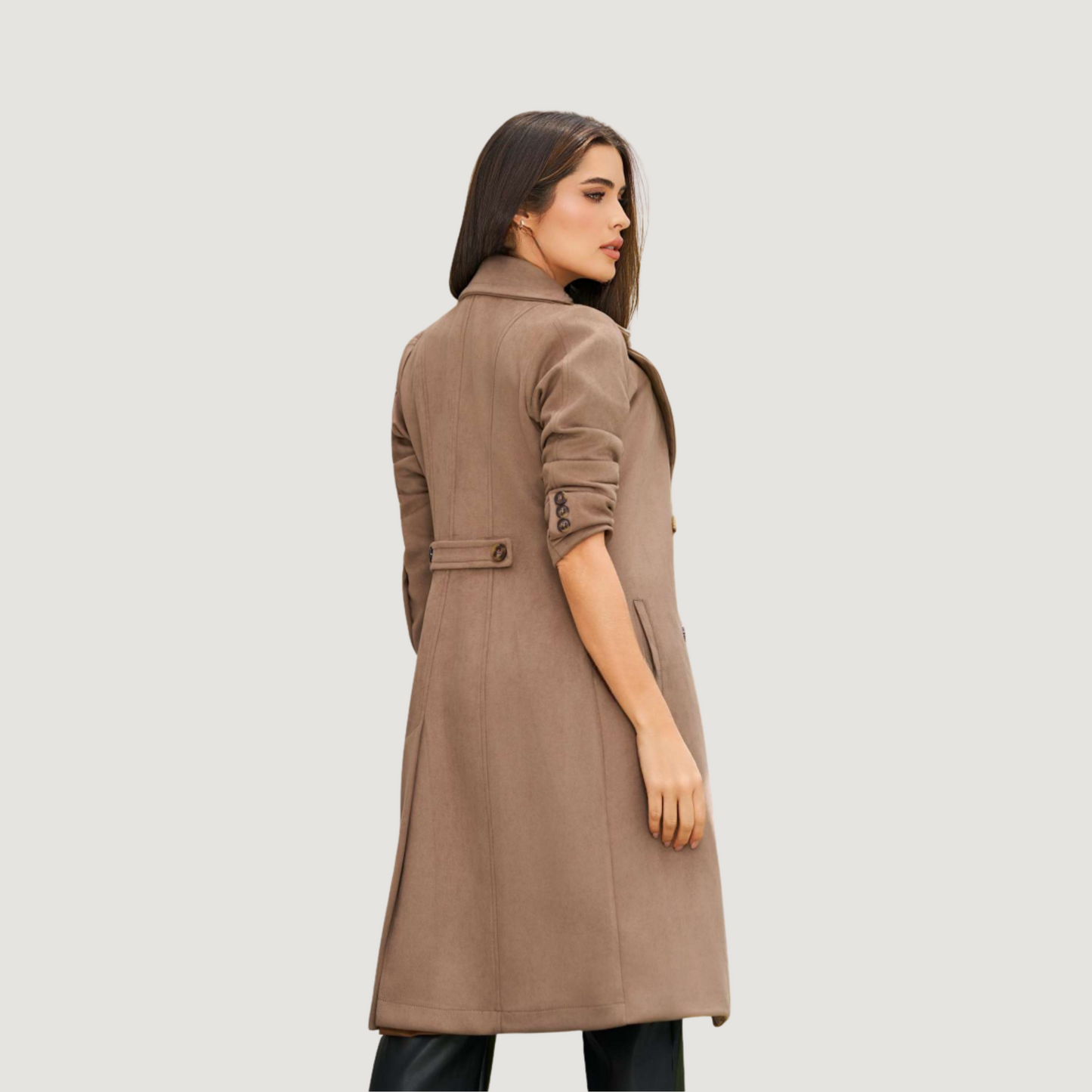 Tailored Vintage-Style Suede Coat