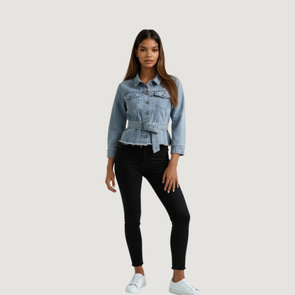 Fashion Denim Jackets with Zipper Back