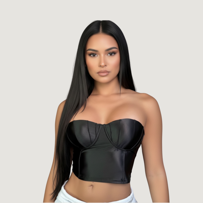 Corset Top with Glossy Spandex Fabric..