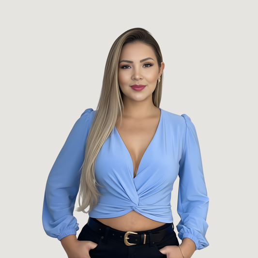 Puffed Sleeve Twist-Front Wrap