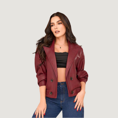 Cropped Faux Leather Jacket