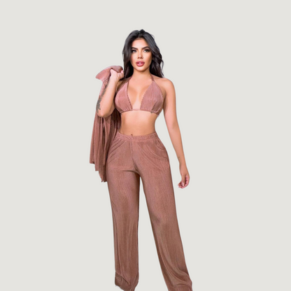 Comfortable 3-Piece Silk Set - Saida Fashion 
