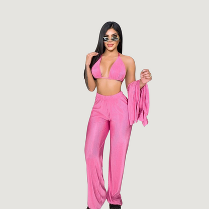 Comfortable 3-Piece Silk Set - Saida Fashion 