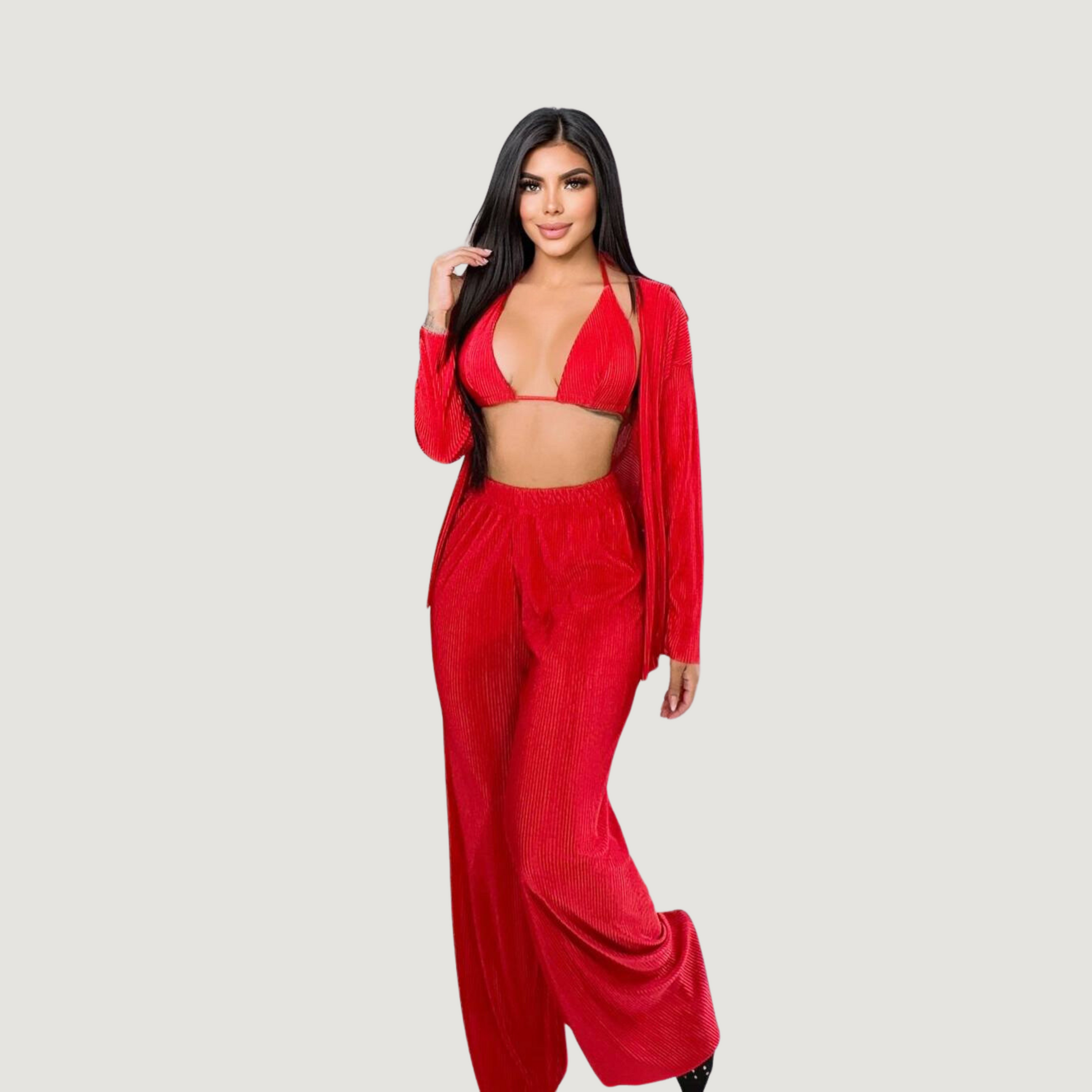 Comfortable 3-Piece Silk Set - Saida Fashion 