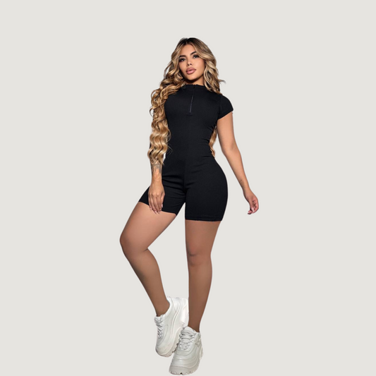 Fitted Romper with Front Zip