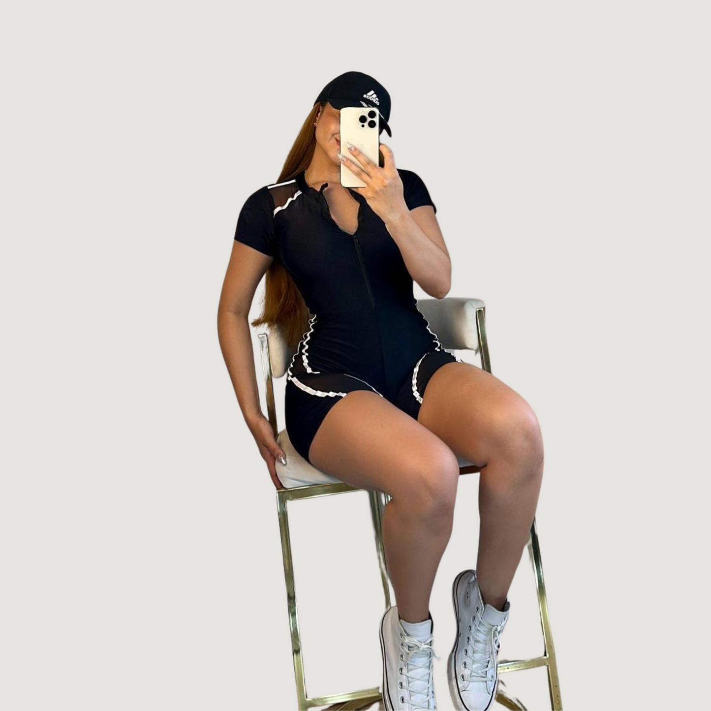 Short Sleeve Romper with Zip