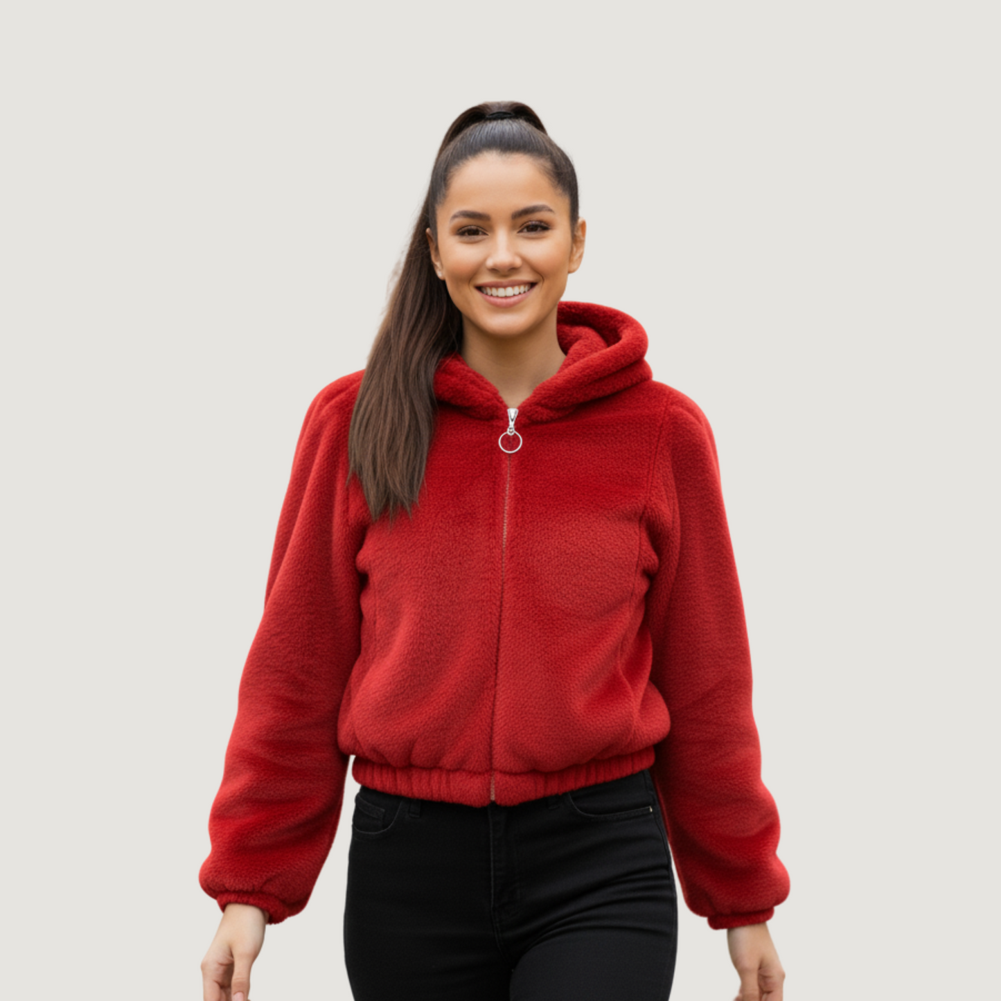 Chaqueta polar con capucha acogedora