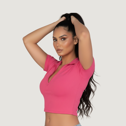 Workout Tops - Mock Neck - Front Zipper