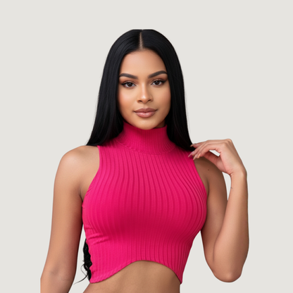 High Neck Tank Top - Chic Style