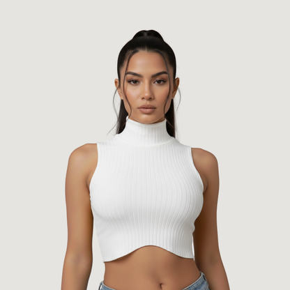 High Neck Tank Top - Chic Style