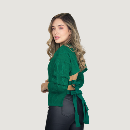 Open-Back Cable Knit Sweater